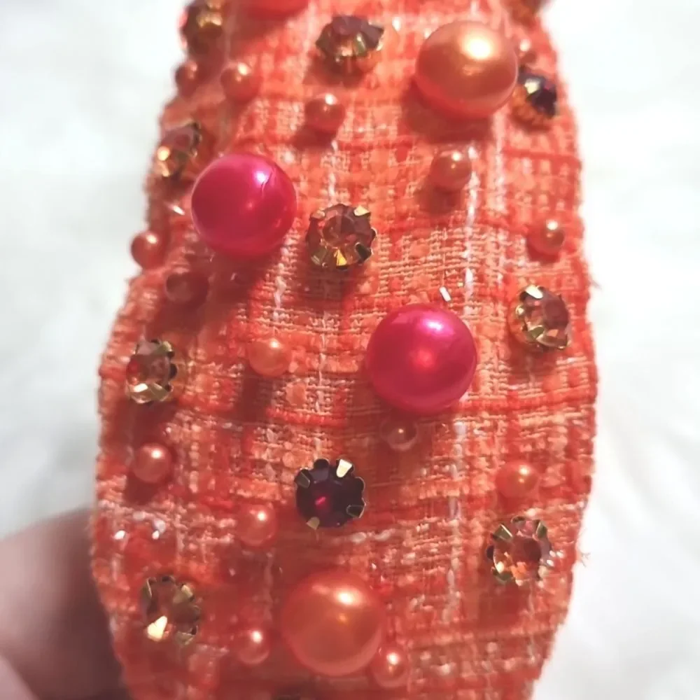 FALL TWEED PEARL RHINESTONE JEWELED HEADBAND thankgiving bohemian